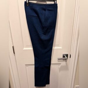 Navy Blue Plaid Dress Pants 100% Wool